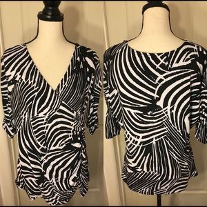 STYLE & Co Women Blouse Top Sz XL Black White